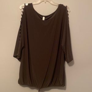 Olive (Dark) Green PerSeption Concept with Cut Sleeves and Tie Bottom